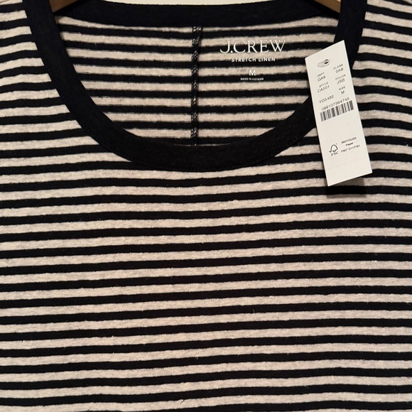 J.Crew Stretch linen-blend crewneck T-shirt in stripe - Picture 3 of 5